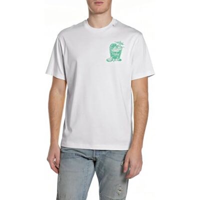 Replay Kortärmad T-shirt för män, 011 naturlig vit (vit), L Replay Kortärmad T-shirt för män, 011 naturlig vit (vit), L