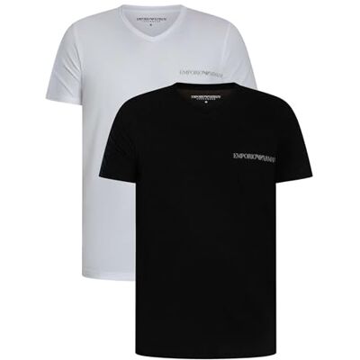 Giorgio Armani 2-Pack V Neck T-tröja, vit/svart, XL herr Giorgio Armani 2-Pack V Neck T-tröja, vit/svart, XL herr