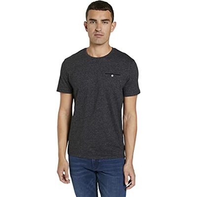 TOM TAILOR Herr Mönstrad T-shirt 1023219, 29999 Black, XXL TOM TAILOR Herr Mönstrad T-shirt 1023219, 29999 Black, XXL