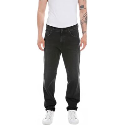 Replay Herrjeans Sandot Tapered Fit med stretch, 098 svart, 28W / 32L Replay Herrjeans Sandot Tapered Fit med stretch, 098 svart, 28W / 32L