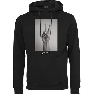 Tee Mäns Peace Sign Hoody svart L huvtröja, L Tee Mäns Peace Sign Hoody svart L huvtröja, L