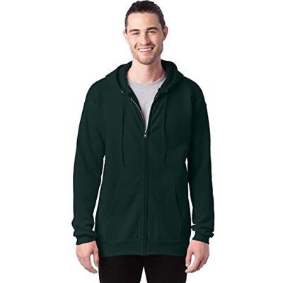 Hanes Ultimate Cotton® vuxen fleece huvtröja med hel dragkedja, djup skog, XL Hanes Ultimate Cotton® vuxen fleece huvtröja med hel dragkedja, djup skog, XL