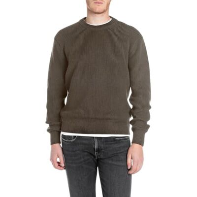 Replay herr basic tröja bomull, 759 Mud Green, L Replay herr basic tröja bomull, 759 Mud Green, L