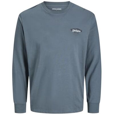 JACK & JONES Jjyuki Tee Ls Crew Neck Pls – Plus Size, Stormigt väder, 3XL JACK & JONES Jjyuki Tee Ls Crew Neck Pls – Plus Size, Stormigt väder, 3XL