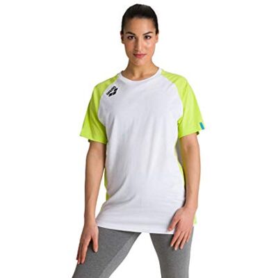 ARENA Unisex Sport T-shirt Te Panel white-lime soda Medium ARENA Unisex Sport T-shirt Te Panel white-lime soda Medium