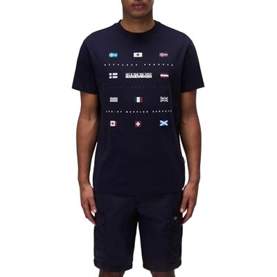 Napapijri Kortärmad T-shirt serie för män, Marinblå, 3XL Napapijri Kortärmad T-shirt serie för män, Marinblå, 3XL