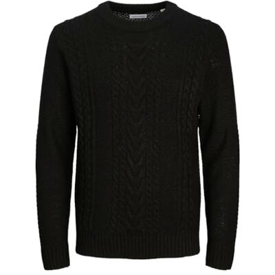 JACK & JONES stickad tröja för män, Vit melange, S JACK & JONES stickad tröja för män, Vit melange, S