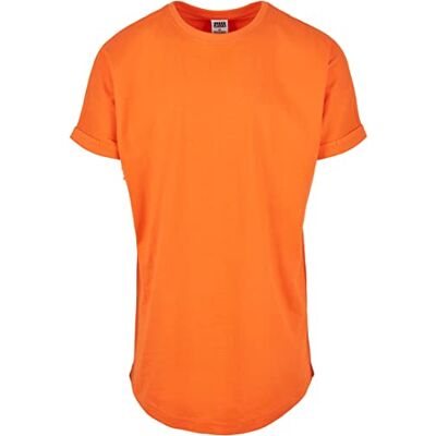 Urban Classics T-shirt för män, lång formad Turnup t-shirt, avslappnad t-shirt för män, i långt snitt, finns i många färger, storlekar XS-5XL, Mandarin, S Urban Classics T-shirt för män, lång formad Turnup t-shirt, avslappnad t-shirt för män, i långt snitt, finns i många färger, storlekar XS-5XL, Mandarin, S