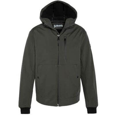 Schott NYC Kale kort dragkedja jacka med huva Schott, kaki, XL vuxen Schott NYC Kale kort dragkedja jacka med huva Schott, kaki, XL vuxen