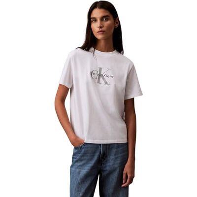 Calvin Jeans t-shirts för kvinnor, Vit (lysande vit), L Calvin Jeans t-shirts för kvinnor, Vit (lysande vit), L