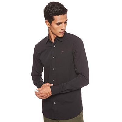 Tommy Jeans Original Stretch Skjorta, Svart, L Tommy Jeans Original Stretch Skjorta, Svart, L