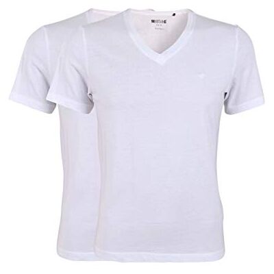 MUSTANG T-shirt för män (2-pack), Vit (allmän vit 2045), L MUSTANG T-shirt för män (2-pack), Vit (allmän vit 2045), L