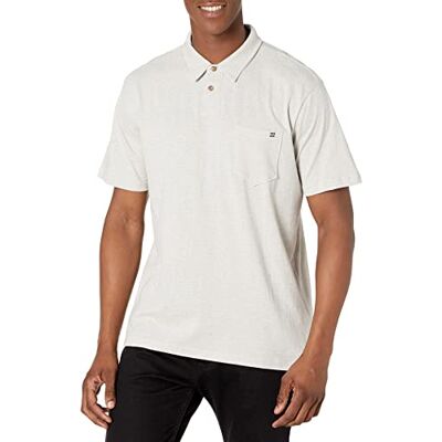 BILLABONG Klassisk pikétröja för män, ljusgrå ljung, Medium BILLABONG Klassisk pikétröja för män, ljusgrå ljung, Medium