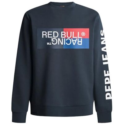 Pepe Jeans Red Bull Racing X herr RBR färg block grafisk crew sweatshirt, blå (DULWICH BLUE), L, Blå (Dulwich blå), L Pepe Jeans Red Bull Racing X herr RBR färg block grafisk crew sweatshirt, blå (DULWICH BLUE), L, Blå (Dulwich blå), L