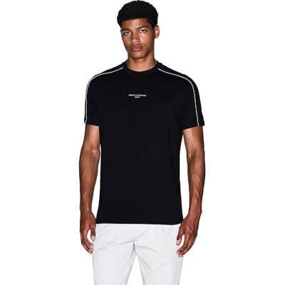 Giorgio Armani herr kortärmad rund krage främre logotyp t-shirt svart XS, svart, XS Giorgio Armani herr kortärmad rund krage främre logotyp t-shirt svart XS, svart, XS