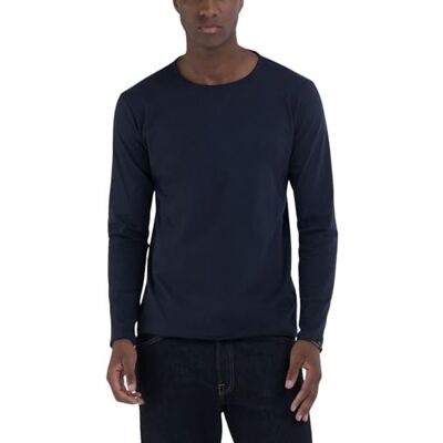Replay herr basic långärmad normal passform med rund hals, 067 Night Blue, S Replay herr basic långärmad normal passform med rund hals, 067 Night Blue, S