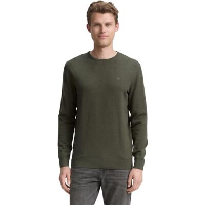 TOM TAILOR Herr Tröja 202212 Strickpullover Crewneck, 24244 Colored Forest Green Melange, 3XL TOM TAILOR Herr Tröja 202212 Strickpullover Crewneck, 24244 Colored Forest Green Melange, 3XL