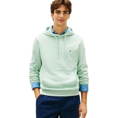 Tommy Hilfiger Essential Terry Hoody MW0MW37235 pullover huvtröja, grön, XL Tommy Hilfiger Essential Terry Hoody MW0MW37235 pullover huvtröja, grön, XL