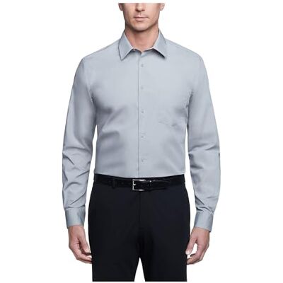 Van Heusen Poplin Solid Skjorta herr, normal passform, Grå sten, 16" Neck 36"-37" Sleeve Van Heusen Poplin Solid Skjorta herr, normal passform, Grå sten, 16" Neck 36"-37" Sleeve
