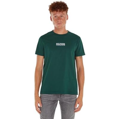 Tommy Hilfiger herr kortärmad t-shirt rund hals, Grön (hunter), XS Tommy Hilfiger herr kortärmad t-shirt rund hals, Grön (hunter), XS
