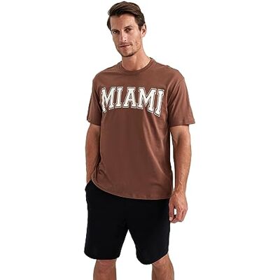 DeFacto Basic T-shirt för män – klassisk t-shirt för män, BRUN, XS DeFacto Basic T-shirt för män – klassisk t-shirt för män, BRUN, XS