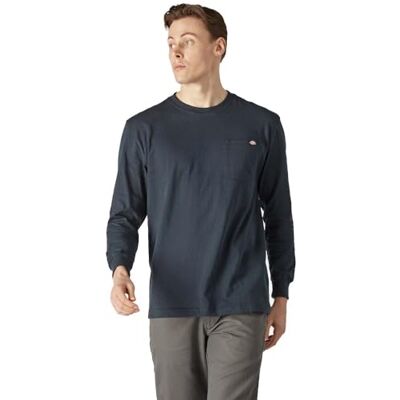 Dickies herr Schweres Langarmshirt mit Tasche, Legere Passform T-shirt, Mörk marinblå, S Dickies herr Schweres Langarmshirt mit Tasche, Legere Passform T-shirt, Mörk marinblå, S