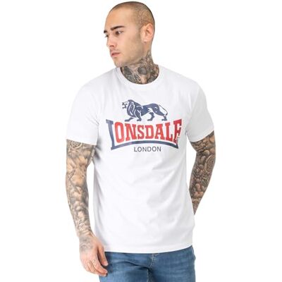 Lonsdale Lejon Two Tone T-shirt för män, Vit/marin/röd, XL Lonsdale Lejon Two Tone T-shirt för män, Vit/marin/röd, XL