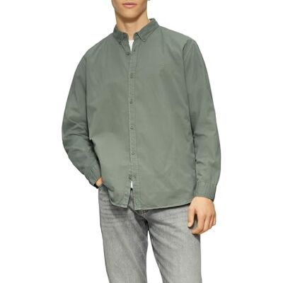 QS Regular Fit: tvättad twillskjorta med logotypbroderi, Mörk salviagrön, XXL QS Regular Fit: tvättad twillskjorta med logotypbroderi, Mörk salviagrön, XXL