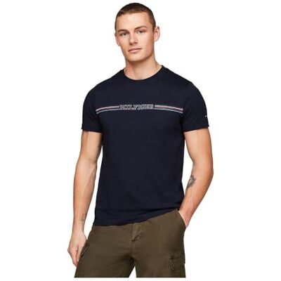 Tommy Hilfiger herr randig bröst-T-tröja, herr, blå, S, Öken himmel, S Tommy Hilfiger herr randig bröst-T-tröja, herr, blå, S, Öken himmel, S