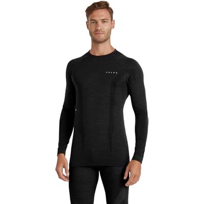 FALKE herr Baslager Ovandel Wool-Tech Round Neck M L/s Sh ull funktionsmaterial snabbtorkande 1 del, Svart Black 3000, XL FALKE herr Baslager Ovandel Wool-Tech Round Neck M L/s Sh ull funktionsmaterial snabbtorkande 1 del, Svart Black 3000, XL