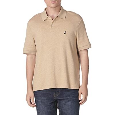 Nautica Kortärmad pikétröja för män av mjuk bomull med klassisk passform pikétröja, Coastal Camel Heather, XXL Nautica Kortärmad pikétröja för män av mjuk bomull med klassisk passform pikétröja, Coastal Camel Heather, XXL