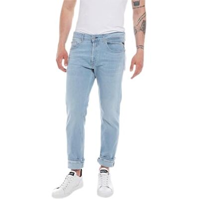 Replay herrjeans Grover rak passform med stretch, blå (ljusblå 010), W29 x L34, 010 ljusblå, 29W / 34L Replay herrjeans Grover rak passform med stretch, blå (ljusblå 010), W29 x L34, 010 ljusblå, 29W / 34L
