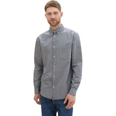 TOM TAILOR herr regular fit skjorta med logotypbroderi på bröstfickan, 28941 – Marin Chambray, 3XL TOM TAILOR herr regular fit skjorta med logotypbroderi på bröstfickan, 28941 – Marin Chambray, 3XL