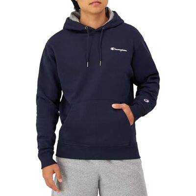 Champion huvtröja för män, Powerblend, fleecetröja, bekväm grafisk tröja med huva, Marinblå liten manus, XL Champion huvtröja för män, Powerblend, fleecetröja, bekväm grafisk tröja med huva, Marinblå liten manus, XL