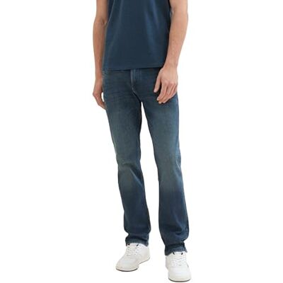 TOM TAILOR Marvin raka jeans med stretch för män, 10282 – Mörkstenstvätt denim, 32W / 34L TOM TAILOR Marvin raka jeans med stretch för män, 10282 – Mörkstenstvätt denim, 32W / 34L