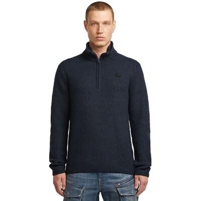 G-STAR dubbelkrage stickad med halv dragkedja, Blå (Dk Patriot Blue D27961-d754-7160), XL G-STAR dubbelkrage stickad med halv dragkedja, Blå (Dk Patriot Blue D27961-d754-7160), XL