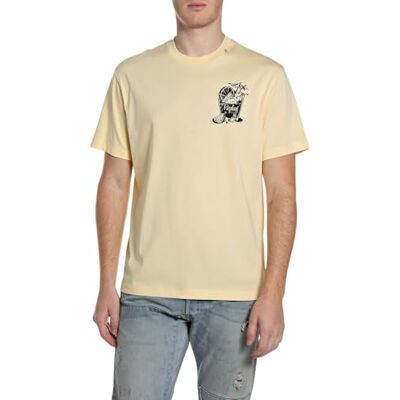 Replay Kortärmad t-shirt för män, 645 Pale Yellow. (gul), L Replay Kortärmad t-shirt för män, 645 Pale Yellow. (gul), L