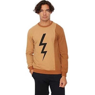 Trendyol Herr rund hals vanlig vanlig sweatshirt, beige, L, BEIgE, L Trendyol Herr rund hals vanlig vanlig sweatshirt, beige, L, BEIgE, L
