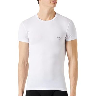 Giorgio Armani Kortärmad glänsande logotypband T-shirt för män, Vit, XL Giorgio Armani Kortärmad glänsande logotypband T-shirt för män, Vit, XL