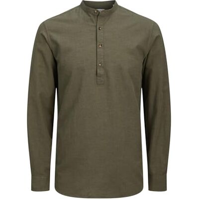 JACK & JONES JJESUMMER Halv Placket Shirt LS SN, Dammig oliv, M JACK & JONES JJESUMMER Halv Placket Shirt LS SN, Dammig oliv, M