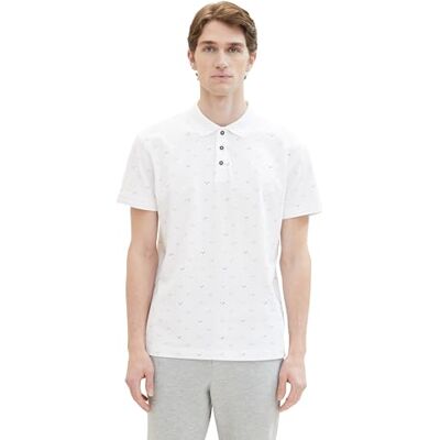 TOM TAILOR pikétröja för män, 34624 – vit bokstavsdesign, L TOM TAILOR pikétröja för män, 34624 – vit bokstavsdesign, L