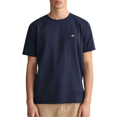 GANT Reg Shield Ss T-shirt för män, Kvällsblå, L GANT Reg Shield Ss T-shirt för män, Kvällsblå, L