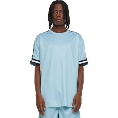 Urban Classics T-shirt för män överdimensionerade ränder i mesh, Oceanblue, M Urban Classics T-shirt för män överdimensionerade ränder i mesh, Oceanblue, M