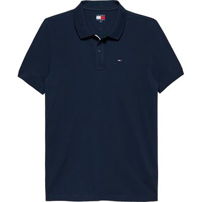 Tommy Jeans Män TJM SLIM PLACKET POLO EXT S/S Polo, Blå, S, Blå (mörk natt marinblå), S Tommy Jeans Män TJM SLIM PLACKET POLO EXT S/S Polo, Blå, S, Blå (mörk natt marinblå), S