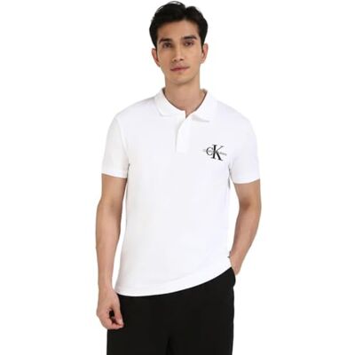 Calvin jeans herr MONOLOGO Polo J30J325664 S/S Polo, vit (ljus vit), S, Vit (ljusvit), S Calvin jeans herr MONOLOGO Polo J30J325664 S/S Polo, vit (ljus vit), S, Vit (ljusvit), S