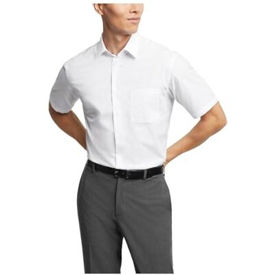 Van Heusen kortärmad herrskjorta normal passform poplin solid, Vitt, 15" Neck Van Heusen kortärmad herrskjorta normal passform poplin solid, Vitt, 15" Neck