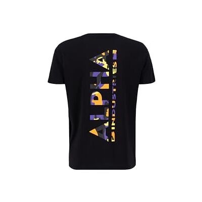 Alpha Industries Backprint T-Shirt Camo Print för män, Black/Orange, L Alpha Industries Backprint T-Shirt Camo Print för män, Black/Orange, L