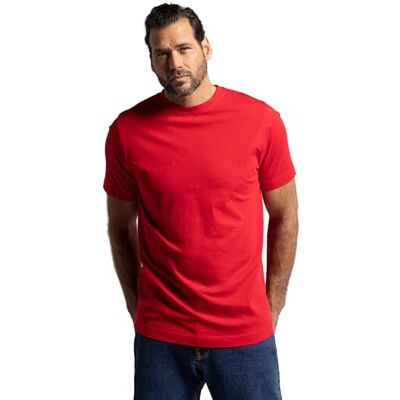 JP 1880 Män i större storlekar L-8XL Basic Collection T-Shirt med rund hals, kammad bomull, upp till 8 XL 702558, Färg: röd, XXL stor JP 1880 Män i större storlekar L-8XL Basic Collection T-Shirt med rund hals, kammad bomull, upp till 8 XL 702558, Färg: röd, XXL stor