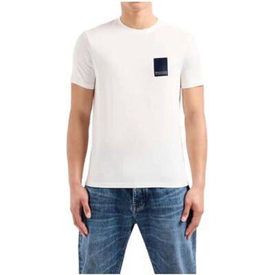 Giorgio Armani Men's Limited Edition Milano Edition Regular Fit Patch Logo Tee Off White, XS, Vit, XS Giorgio Armani Men's Limited Edition Milano Edition Regular Fit Patch Logo Tee Off White, XS, Vit, XS