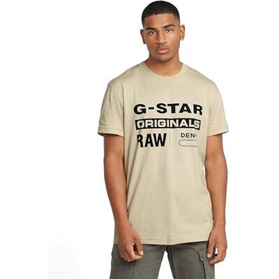G-STAR RAW Original R T T-shirts för män, Beige (Dk Brick D25969-c506-1214), XS G-STAR RAW Original R T T-shirts för män, Beige (Dk Brick D25969-c506-1214), XS